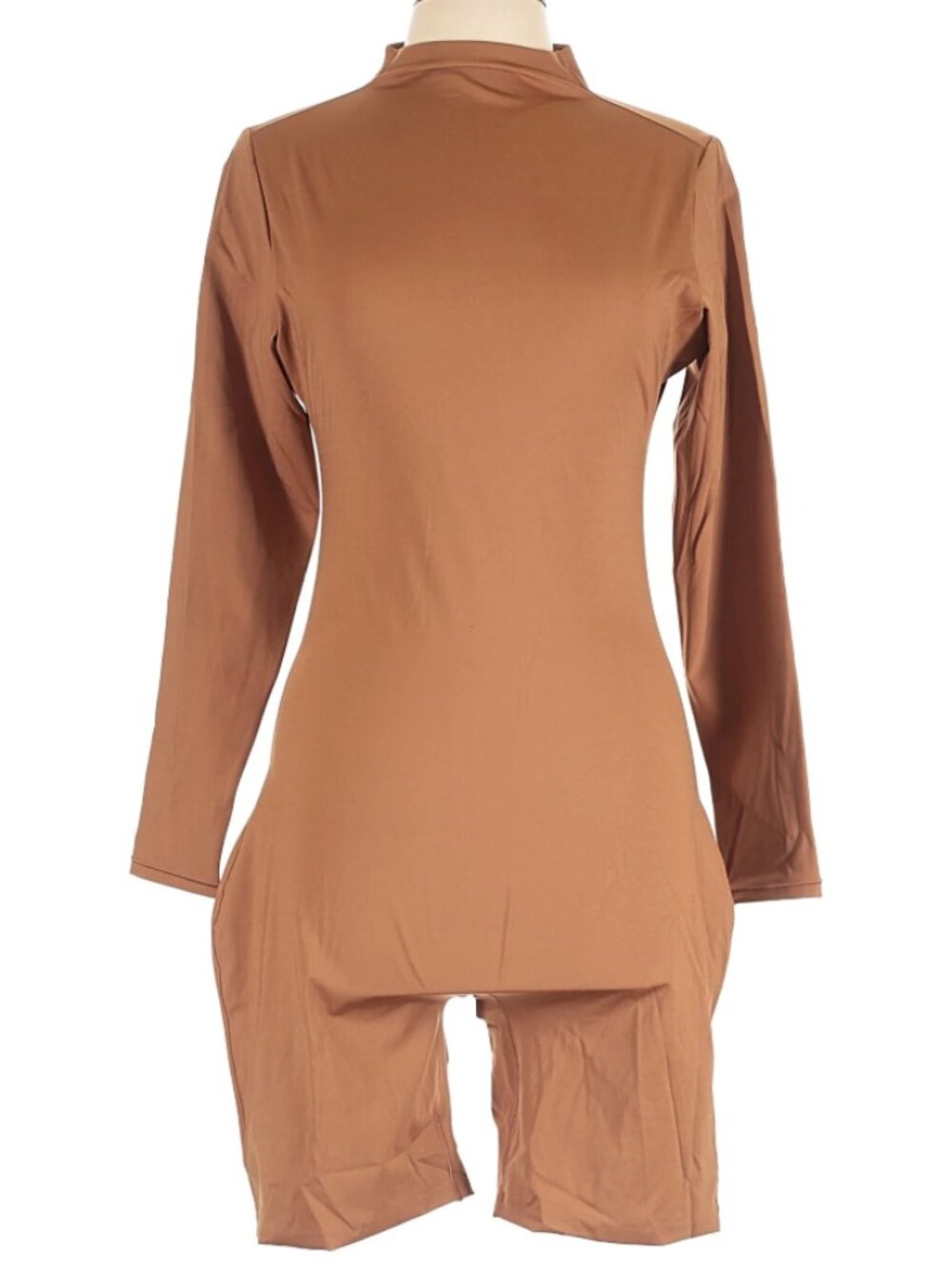Skims All In One Bodysuit Over Mid Thigh Caramel Color Sheer Onesie NWT Size 2XL